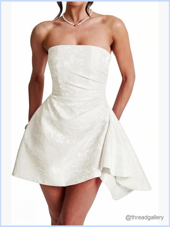 Dresses & Skirts - Strapless Corset Mini Dress A-line Jacquard Homecoming Prom